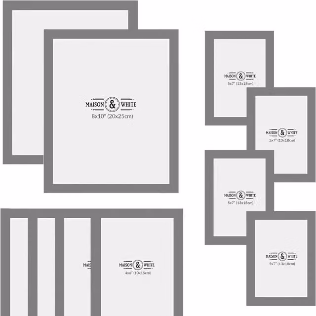 Maison & White Set of 10 Assorted Rectangular Single Photo Frames in Grey