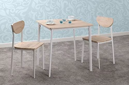 Seconique Riley Small Dining Set with Square Table and 2 Chairs in White and Oak – 2