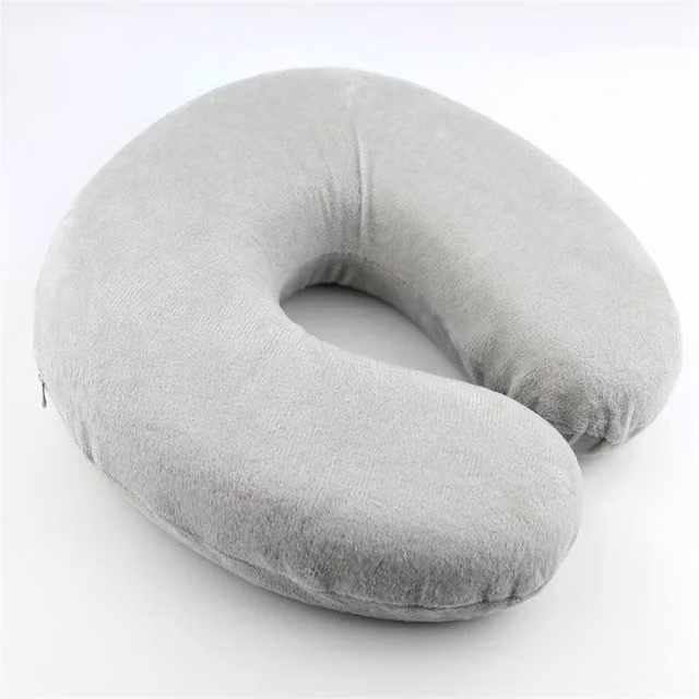 Nordara Grey U-Shaped Foam Neck Support Travel Pillow Cushion, Pack of 2