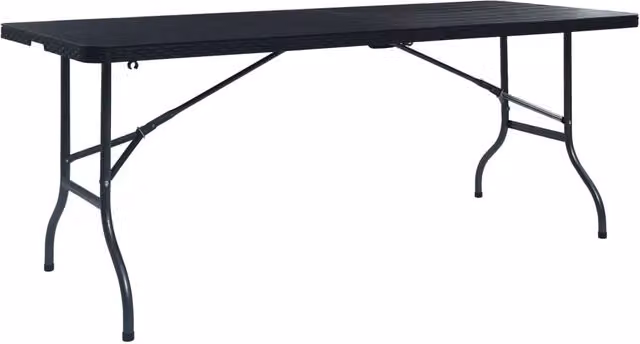 Berkfield Home Folding Garden Table in Black Imitation Rattan, W: 180 cm, D: 75 cm, H: 72 cm – 1