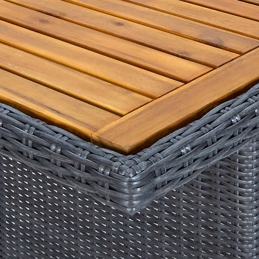 Berkfield Home Garden Table in Dark Grey Poly Rattan and Solid Acacia Wood – 4