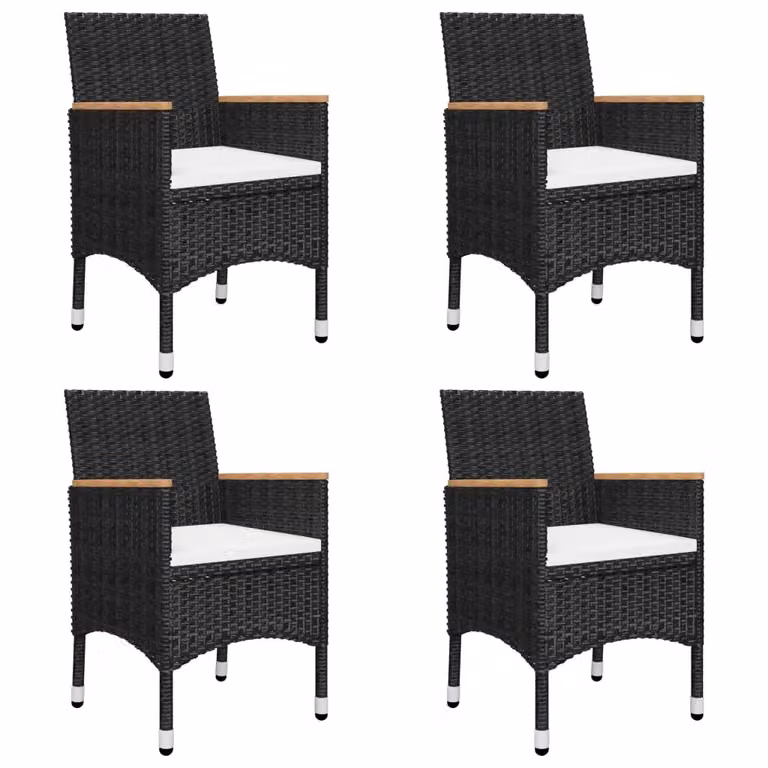 Berkfield Home 5 Piece Garden Dining Set with Cushions in Black