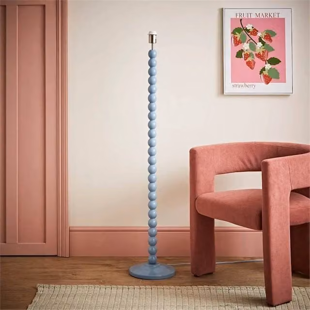 SPETLEK Pastel Bobbin Modern Cylinder Floor Lamp Base in Light Blue