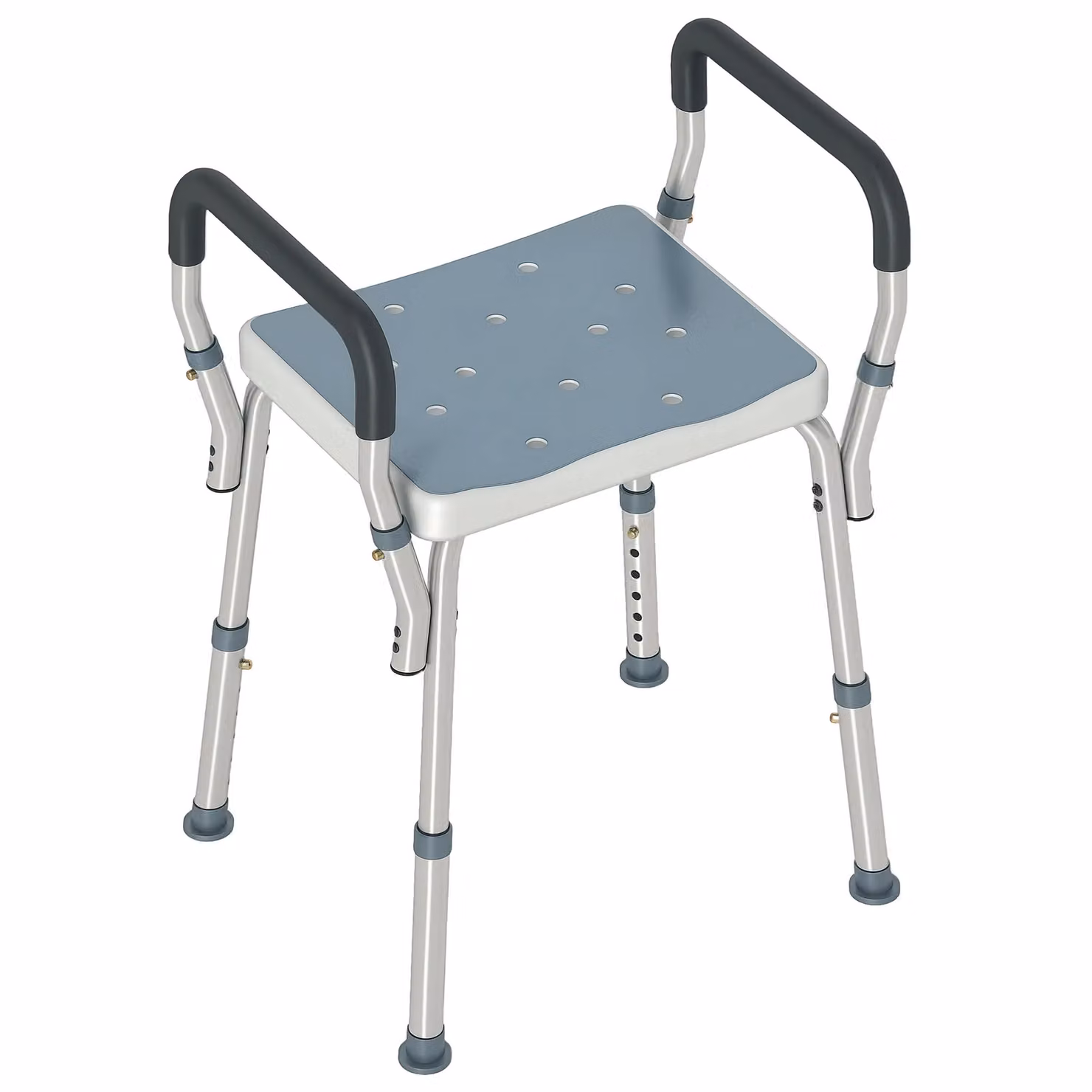 HOMCOM Non-Slip Aluminium Shower Chair for Seniors in Blue, W/D/H: 45 x 45 x 52 cm – 2