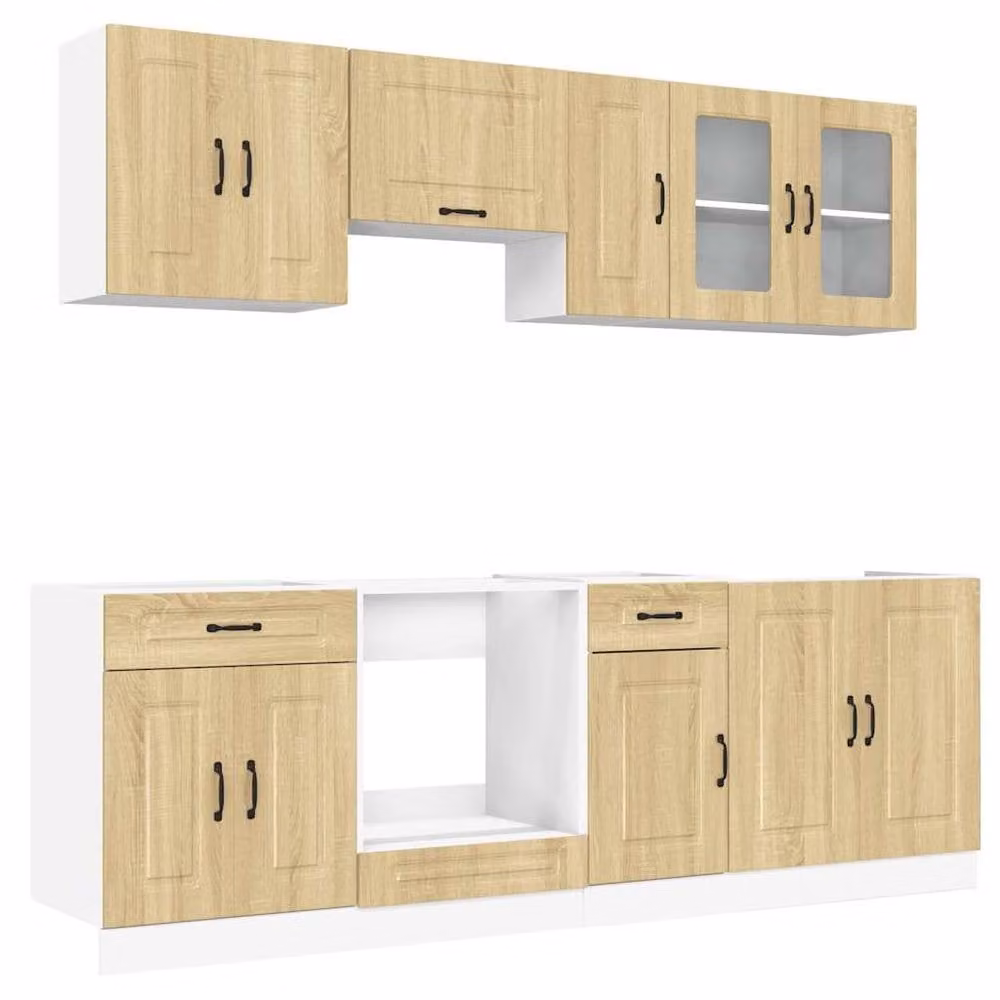 Berkfield Home Kalmar 8 Piece Modern Kitchen Cabinet Set in Sonoma Oak Brown