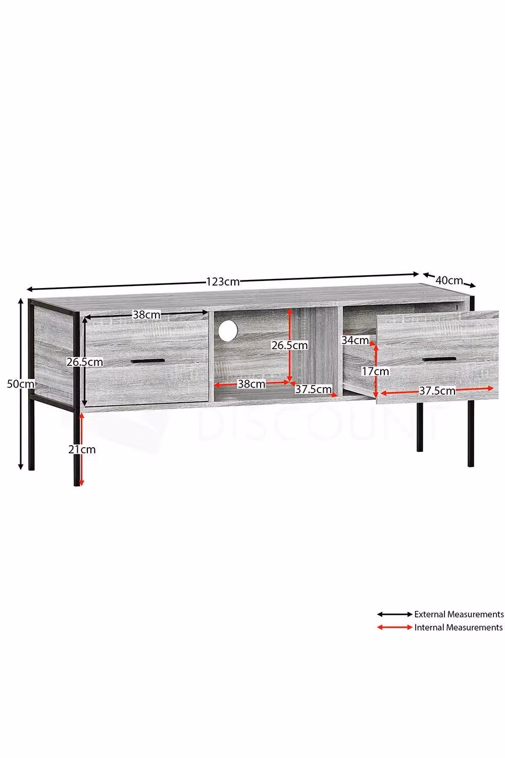 Vida Designs Brooklyn Industrial 2 Drawer TV Unit Cabinet in Grey – 2