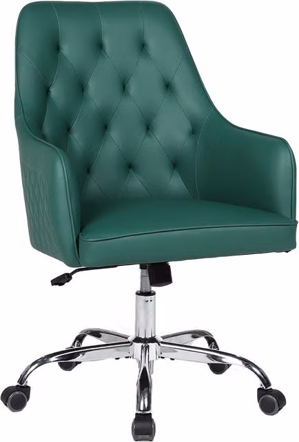 Furniture One Modern PVC Leather Swivel Office Task Chair in Dark Green