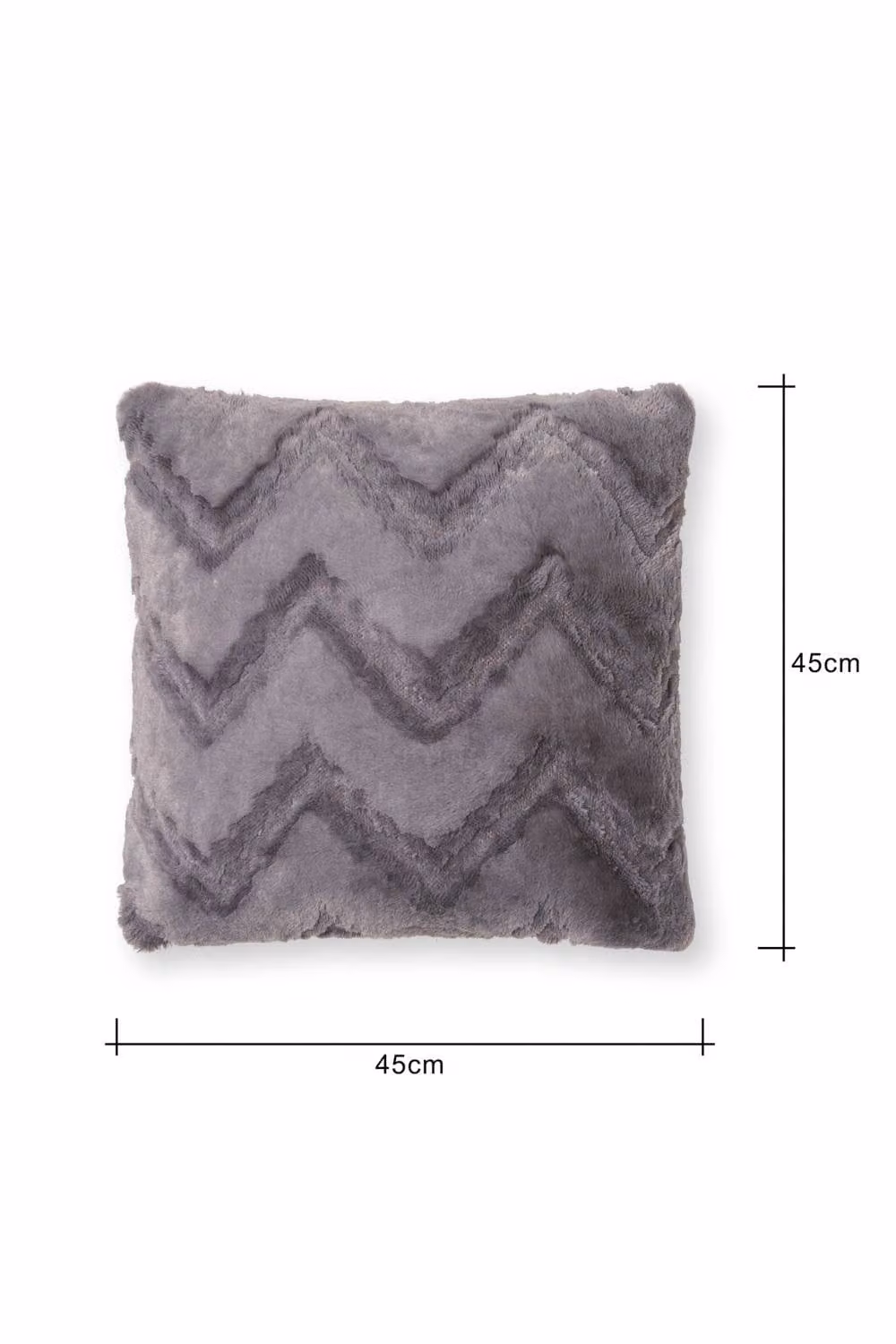 BHS Graphic Faux Fur Square Cushion in Anthracite Grey, W/D/H: 45 x 45 x 45 cm – 3