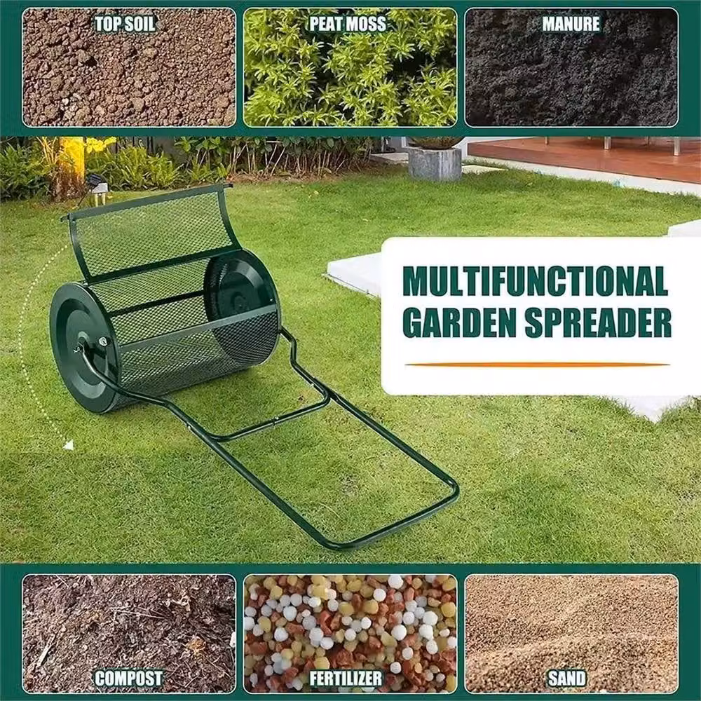 Nordara 80L Garden Compost Spreader and Lawn Seed Fertiliser Shaker in Dark Green – 3