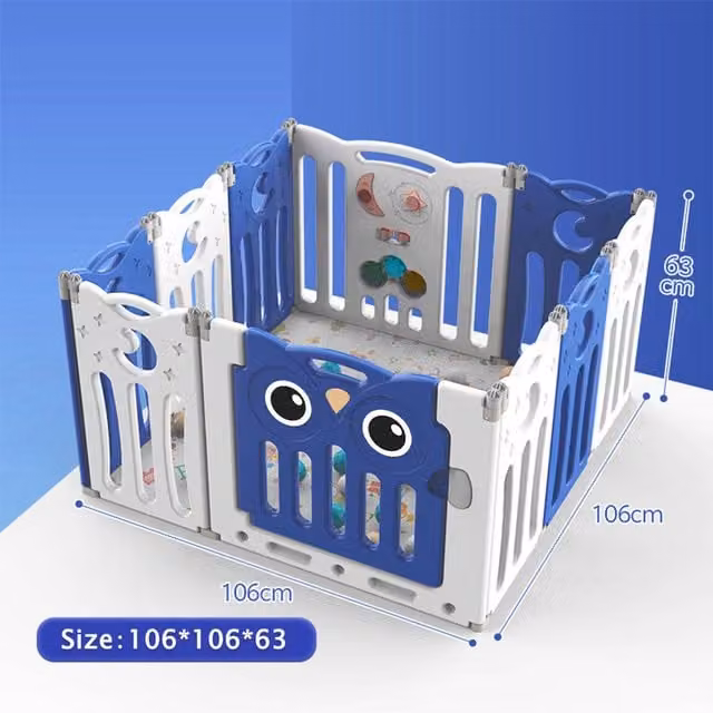 Livingandhome Foldable and Configurable Baby Playpen Toddler Activity Center, Blue, W: 106 cm, H: 63 cm