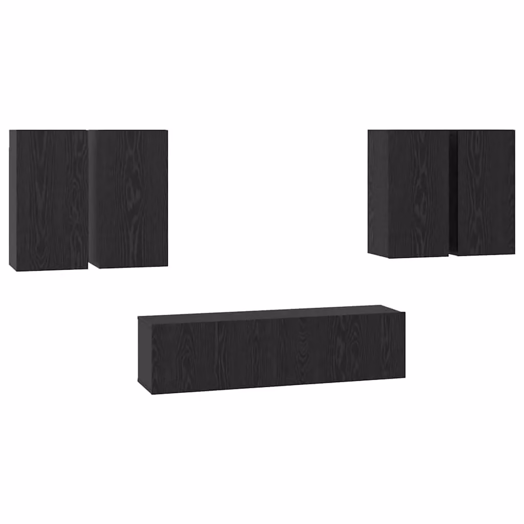 Berkfield Home 6-Piece Modern Black Oak TV Cabinet Set with Wall Cabinets and Lowboard, W/D/H: 60 x 30 x 30 cm – 2