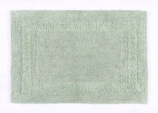 Homescapes Luxury Extra Large Reversible Cotton Bath Mat, Green, W/D/H: 70 x 120 cm
