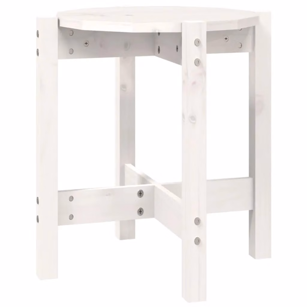 Berkfield Home Round White Solid Pine Wood Coffee Table, Diameter: 42.5 cm, Height: 45 cm – 2
