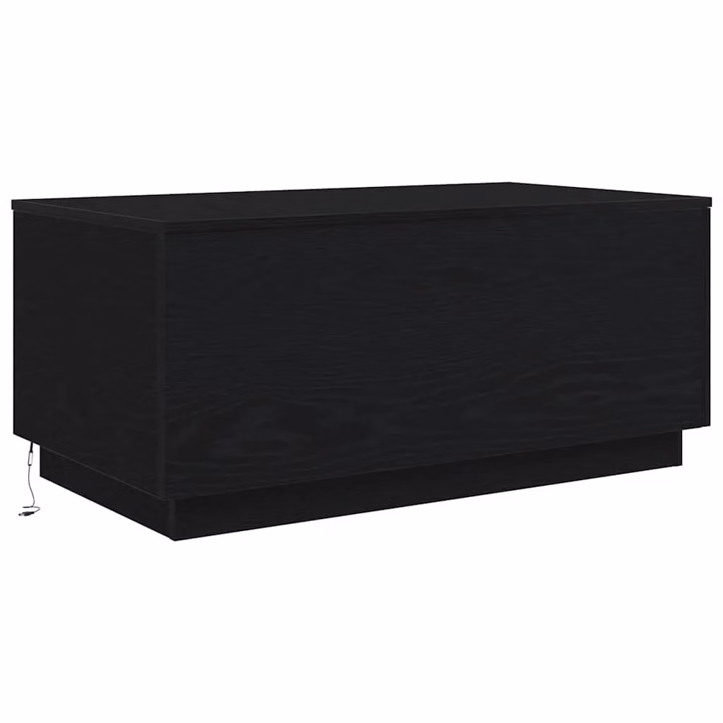 Berkfield Home Modern Black Oak Coffee Table with LED Lights W/D/H: 90 x 50 x 40 cm – 2
