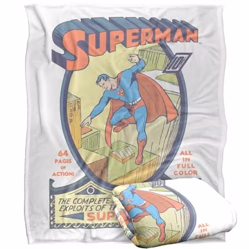 Warner Bros. Superman Silky Touch Super Soft Fleece Throw Blanket, Multicolour, W: 152 cm, D: 127 cm