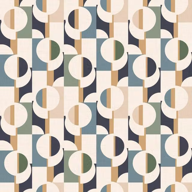 I Love Wallpaper Abstract Geometric Mid-Century Circles Wallpaper in Blue