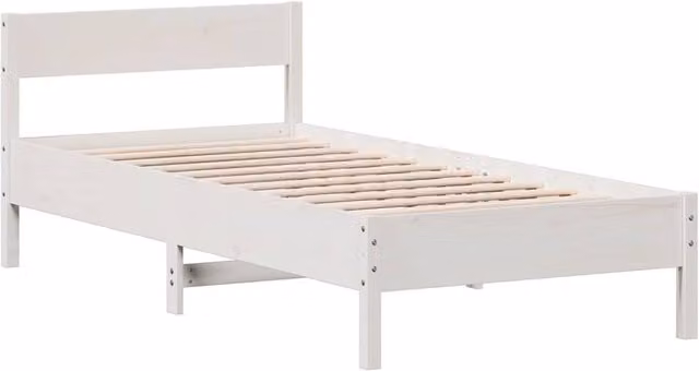 Berkfield Home Beautiful Small Single Bed Frame in White Solid Pine, W/D/H: 190 x 75 x 80.5 cm – 1
