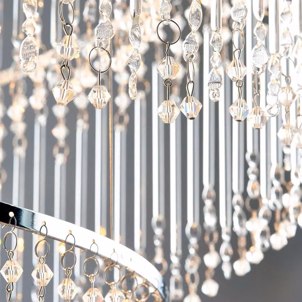 Loops Glass and Chrome Pendant Light with 24 Clear Bulbs – 4