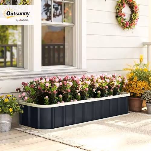 Outsunny Galvanised Steel Raised Garden Bed in Grey – 2