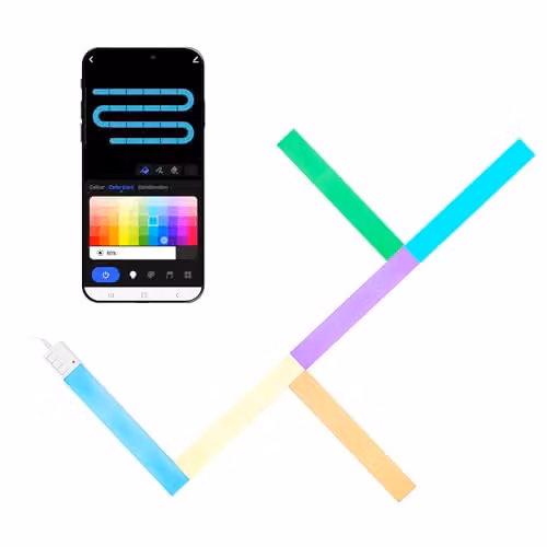 ValueLights Smart RGBIC LED Light Bars Kit, Multicolour Neon Flex with App Control, Music Sync, Remote Control and Timer, Compatible with Amazon Alexa and Google Assistant, Set of 6 – 1