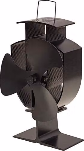 Prem-i-air Whisper Quiet Heat Powered Log and Wood Burner Stove Fan with 3 Blades, Black, W/D/H: 22.5 x 15.0 x 9.5 cm