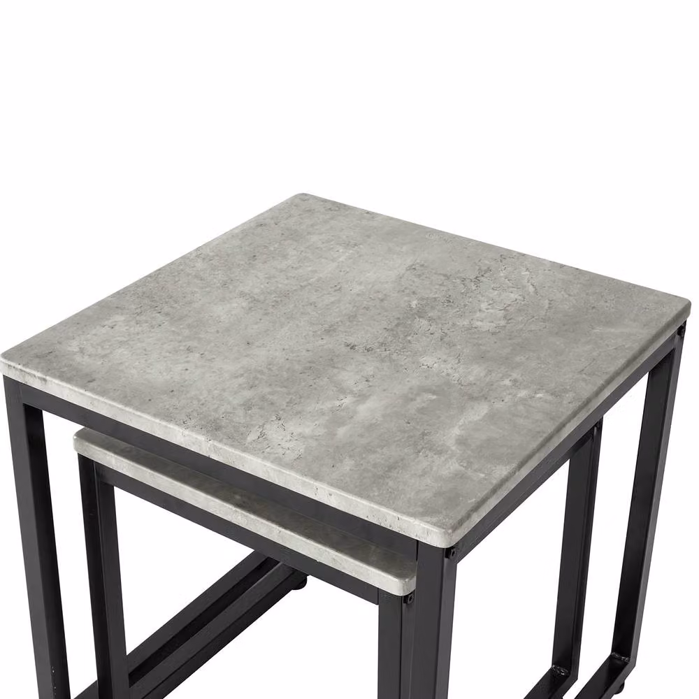 SoBuy Industrial Modern Nesting Coffee Table with Metal Frame in Grey and Black – 3