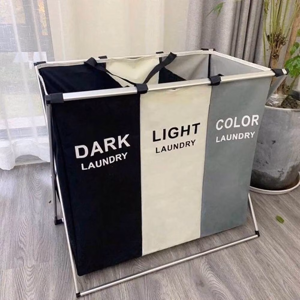 Kelvenix Multicolour Fabric Laundry Basket Hamper and Clothes Organiser W/D/H: 58 x 38 x 38 cm – 3