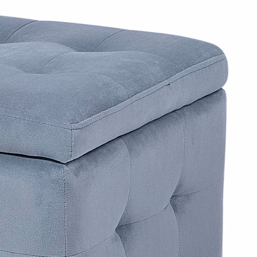 Wyld and Coco Grey Velvet Tufted Storage Ottoman Bench – 4