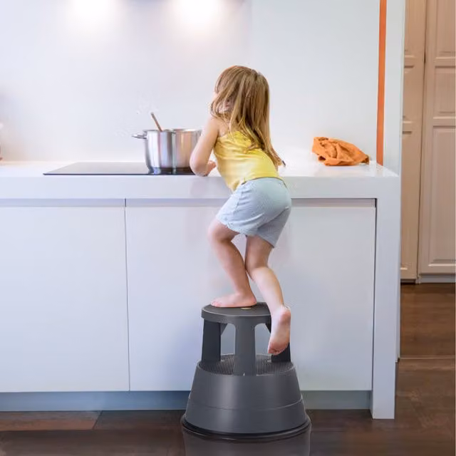 COSTWAY Rolling Kick Stool Step Stool in Black
