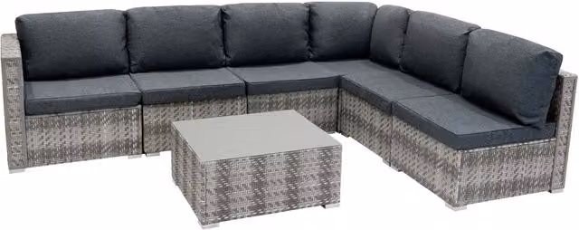 Jardi Modern Grey Rattan and Steel Modular 5 Piece Furniture Set