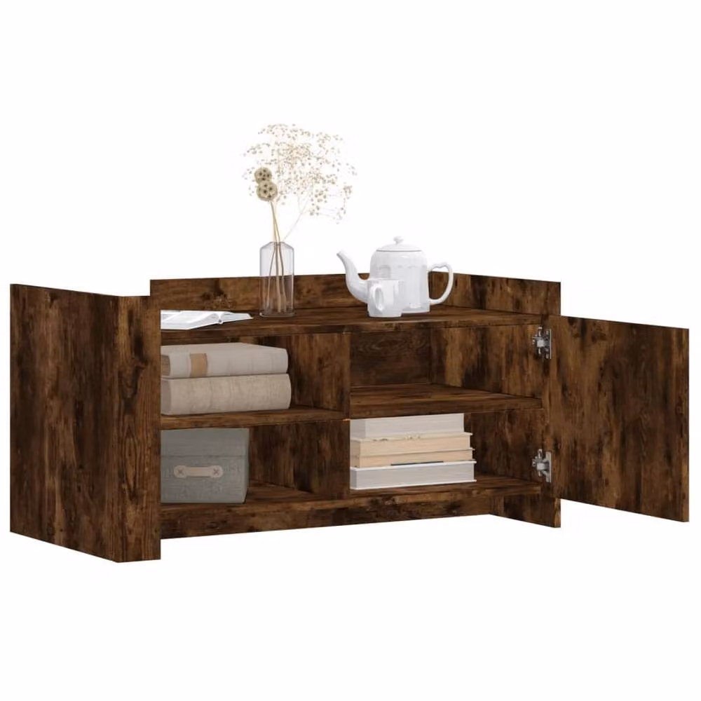 Berkfield Home Smoked Oak Coffee Table in Brown, W/D/H: 100 x 50 x 50 cm – 3