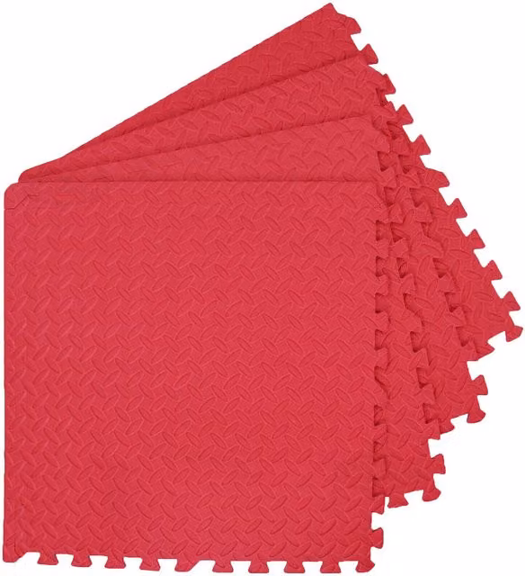Actiasmat Red Interlocking Geometric Gym Mats for Yoga and Sporty Flooring
