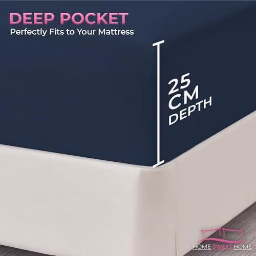 Home Sweet Home UK Double Polycotton Fitted Sheet in Blue, Depth: 25 cm, W/D/H: 140 x 200 cm – 5