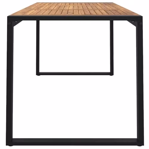 vidaXL Garden Table with U-shaped Legs in Brown and Black Acacia Wood, W: 160 cm, D: 80 cm, H: 75 cm – 5