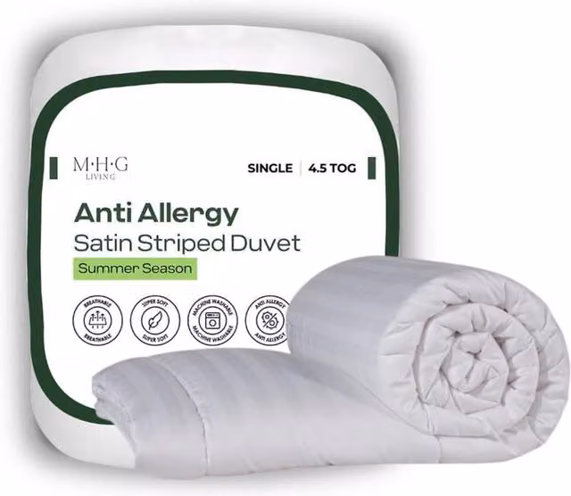 MHG Living Anti-Allergy 4.5 Tog Summer Duvet, Lightweight Breathable White Hollow Fibre