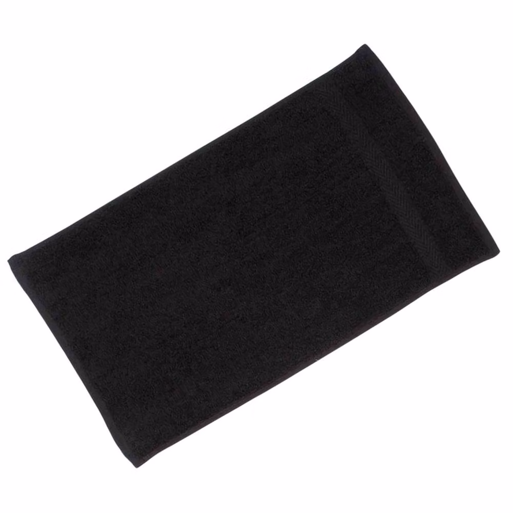 Towel City Luxury Black Cotton Terrycloth Guest Towel with Hanging Loop and Border – 2