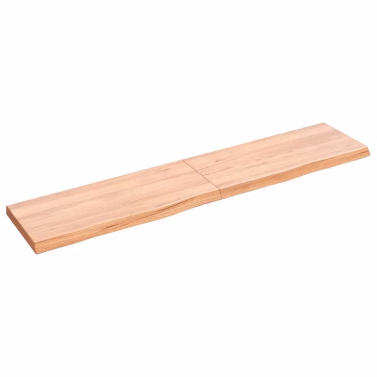 Berkfield Home Live Edge Bathroom Countertop Made of Treated Solid Wood in Brown, W: 140 cm, D: 30 cm, H: 2-4 cm
