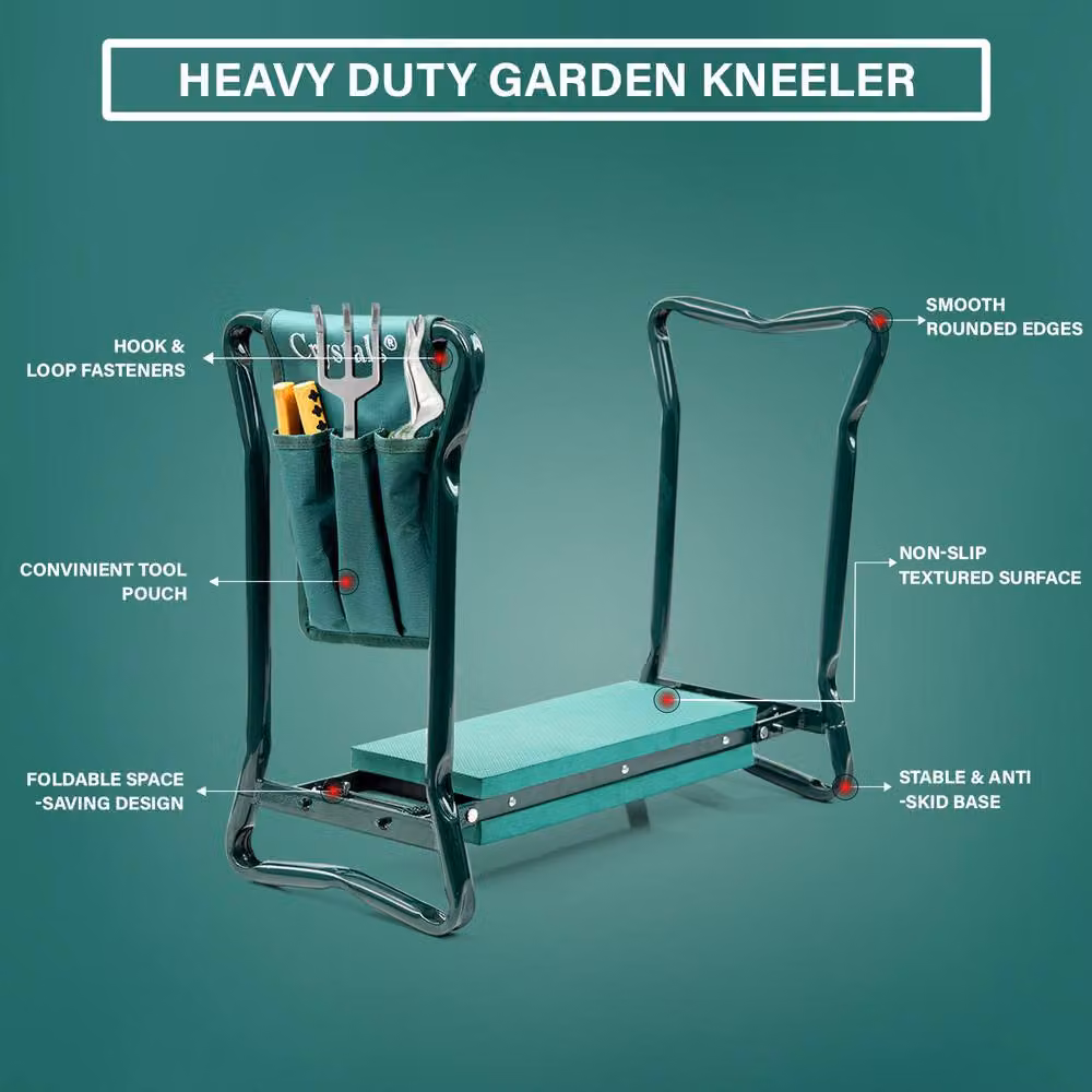 Crystals Portable Foldable Gardening Kneeler Pad in Dark Green – 3