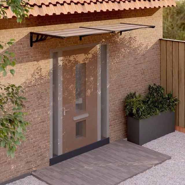 Berkfield Home Black Polycarbonate and Aluminium Door Canopy W: 239 cm, D: 90 cm