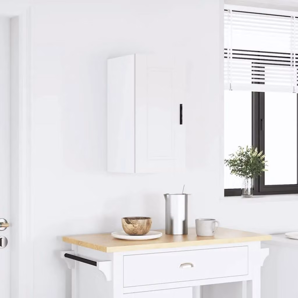 Berkfield Home Porto White Modern Wall Mounted Kitchen Cabinet with Hinged Doors and Internal Shelves
