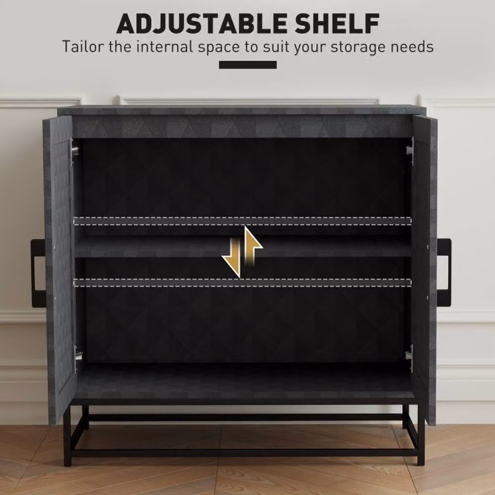 STILVORA Minimalist Black Matt Sideboard with Adjustable Shelf – 4