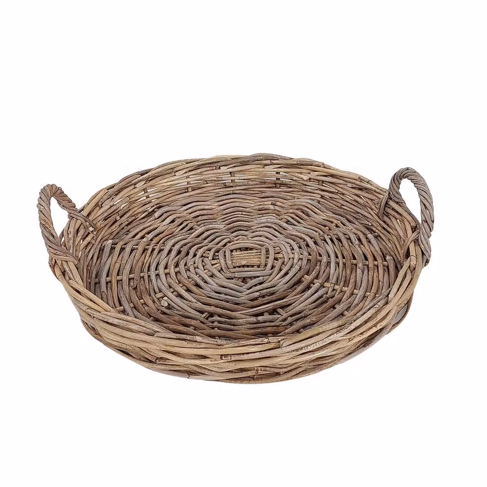 Dibor Natural Rattan Decorative Tray with Handles, Brown, W: 60 cm, L: 36 cm, H: 10 cm – 2