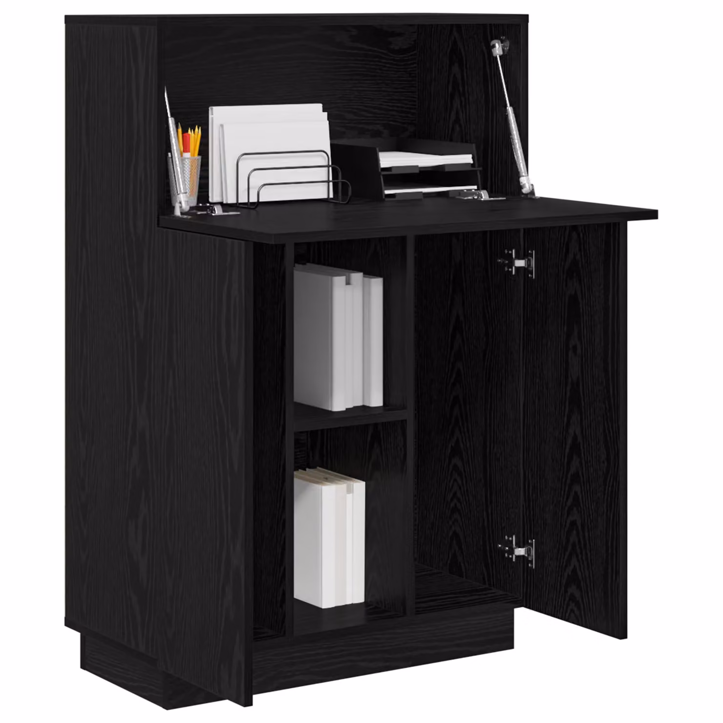 Berkfield Home Black Oak Writing Desk in Black Engineered Wood – 2