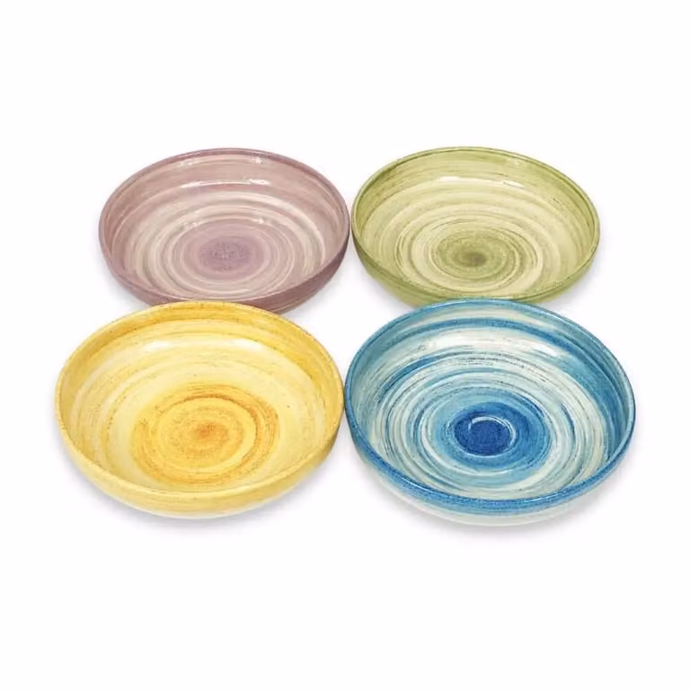 Verano Spanish Ceramics Pastel Beach Hand Painted Green Ceramic Salad Bowl, Diameter: 27 cm