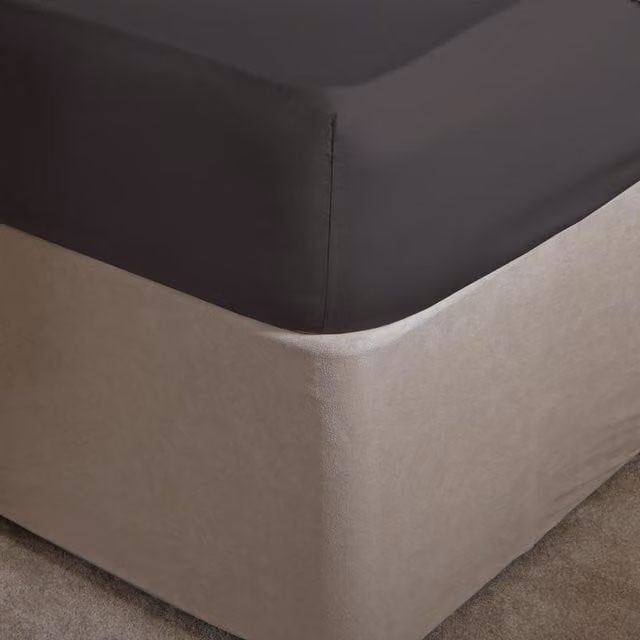 Highams 400 Thread Count Soft Cotton Luxury Fitted Bed Sheet, Anthracite Grey, W/D/H: 90 x 190 cm
