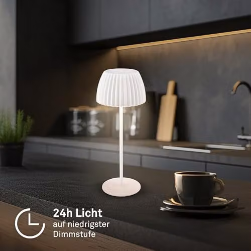 Briloner Riffle Rechargeable LED Table Lamp, White, IP44, Dimmable, H 36.5 x W 14.5 cm – 3