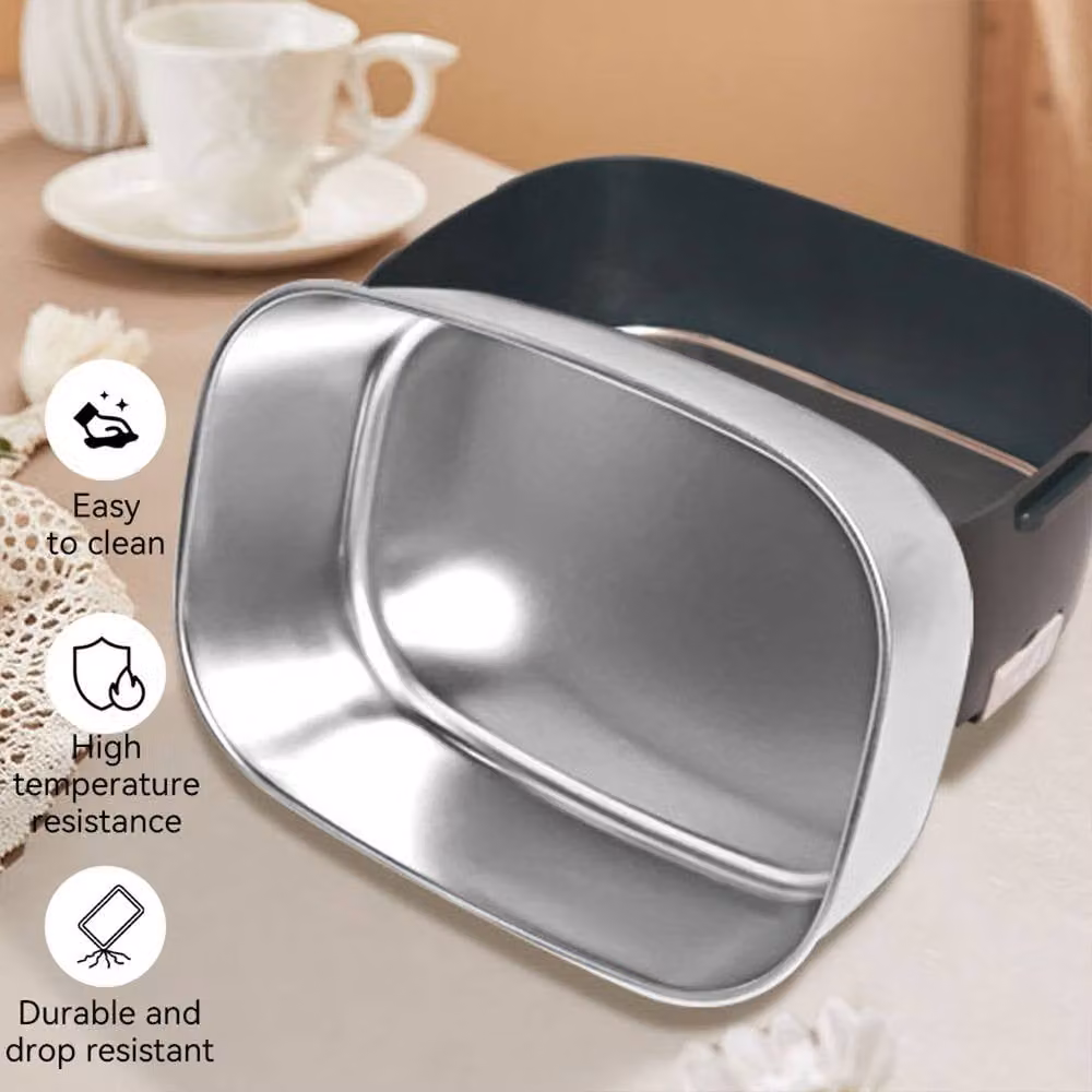 Dragodirect Electric Heated Lunch Box with Stainless Steel Inner, 1.5 l, Dark Grey – 6