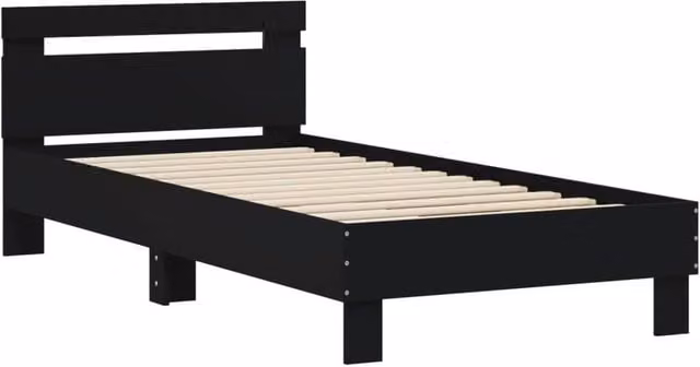 Berkfield Home Durable Bed Frame with Headboard, Black, W/D/H: 80 x 190 x 70 cm