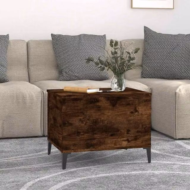Berkfield Home Smoked Oak Decorative Coffee Table in Brown, W: 60 cm, D: 44.5 cm, H: 45 cm