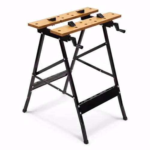 Oypla Foldable Trestle Workbench in Black with 100kg Capacity